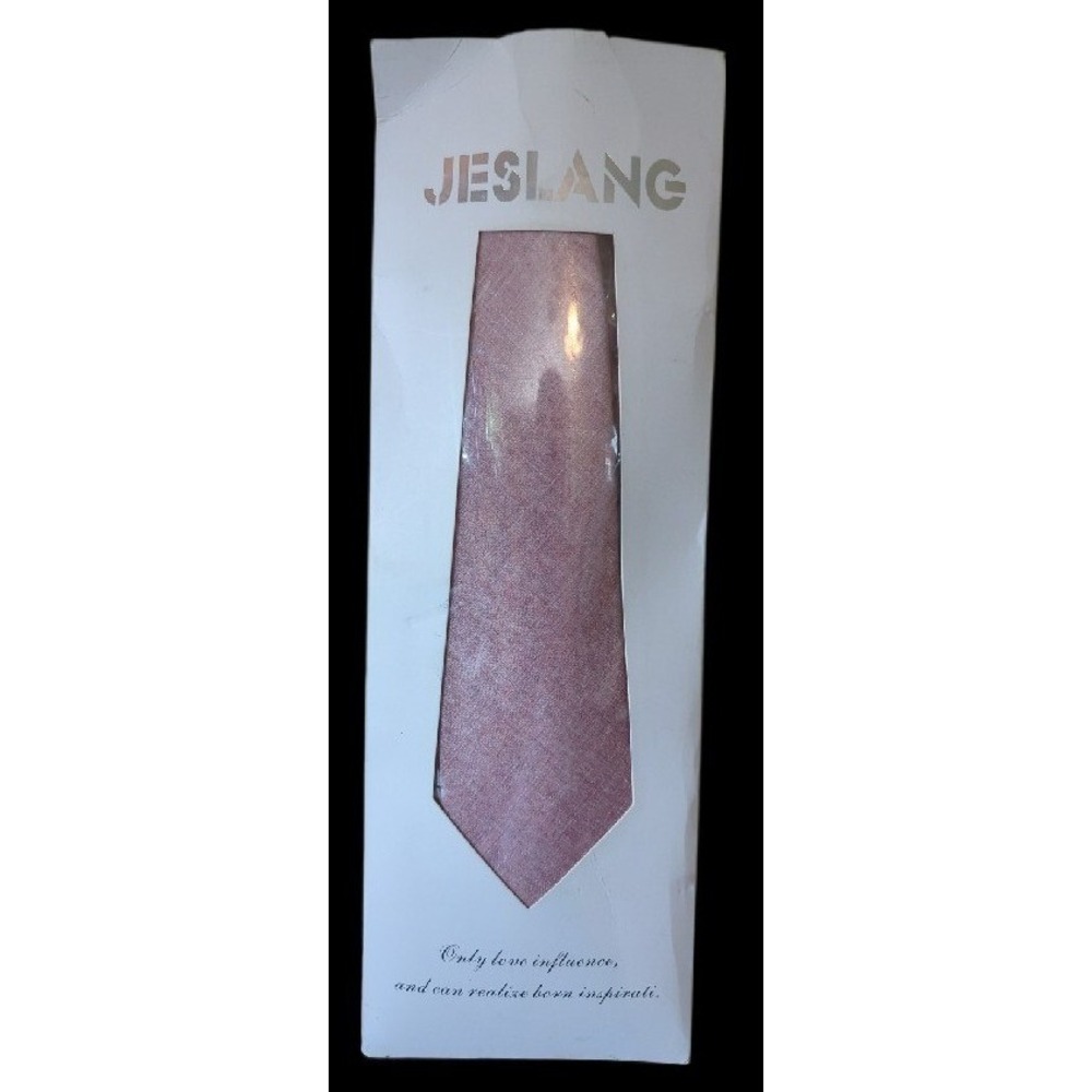 JESLANG Men's Skinny‎ Tie 2.56" Cotton Linen Necktie Perfect for Formals Pink